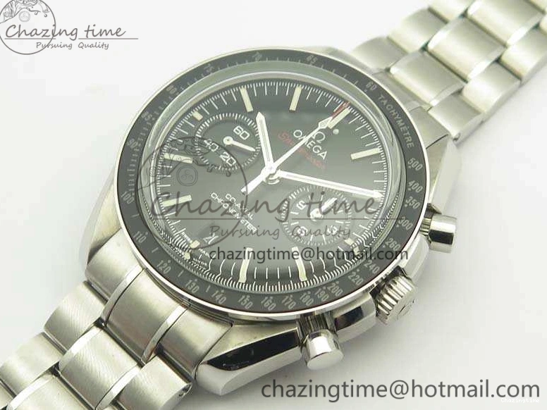 0306 TechFriendly SpeedMaster MoonWatch SS OMF 1:1 Best Edition Black Red Dial On SS Bracelet A9300 V 8092